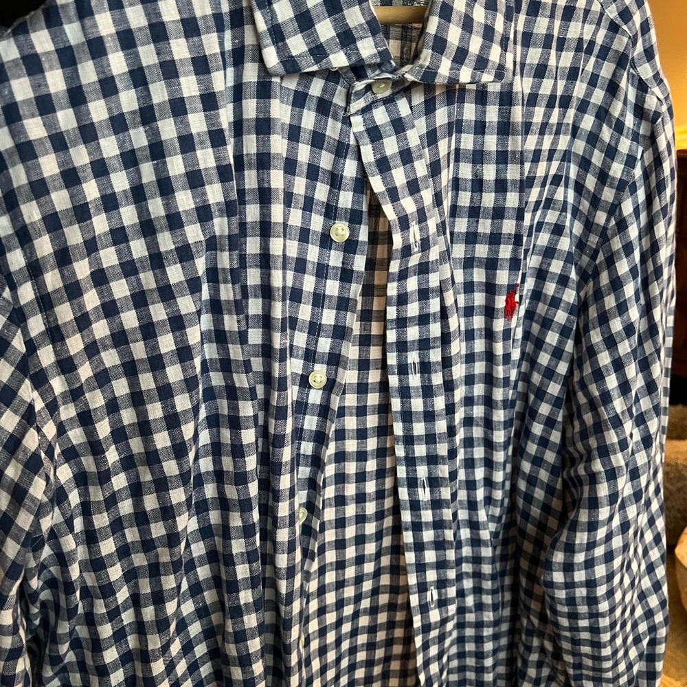 Men's Blue Checkered Ralph Lauren Shirt